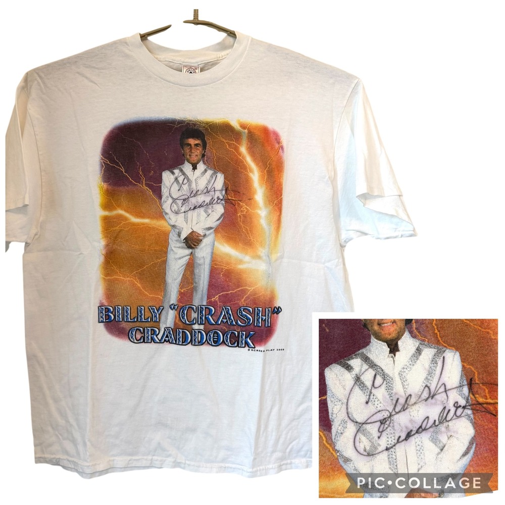 Billy Crash‎ Craddock Signed Autograph VTG Country Music T-Shirt White 2XL READ